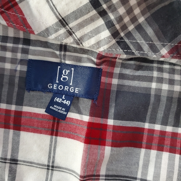 George Buttons Down Short Sleeves Plaid Shirt  Size Large - Picture 2 of 4